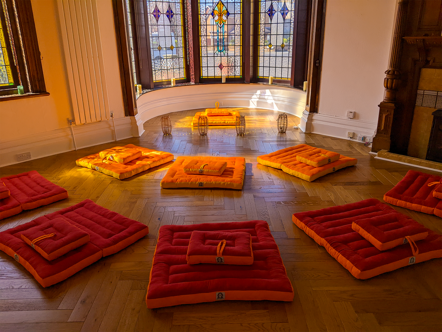 Red Meditation Cushion & Zabuton Mat Set