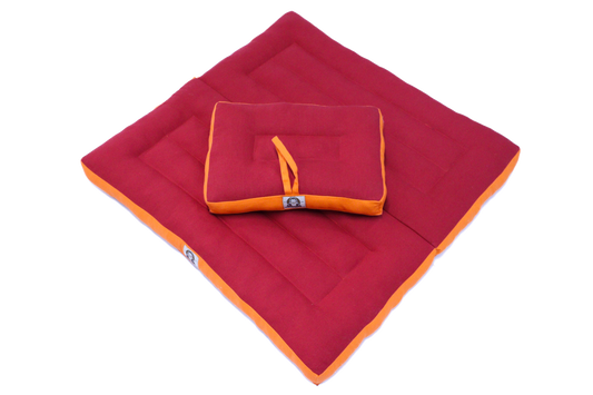 Red Meditation Cushion & Zabuton Mat Set